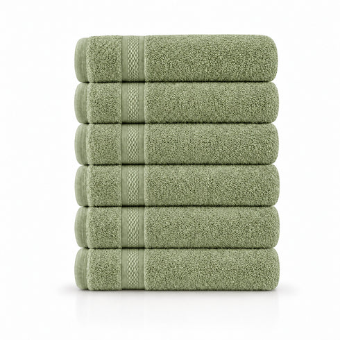 Set 6 Asciugamani Premium 40x70 cm 100% Cotone - con Doppia Bordura - per Bagno, Palestra e Viaggio