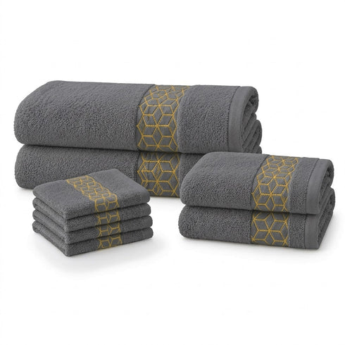 Set 8 Asciugamani Premium Elite 100% Cotone - 2 Teli Bagno, 2 Asciugamani Viso e 4 Lavette - per Casa, SPA e Ospiti