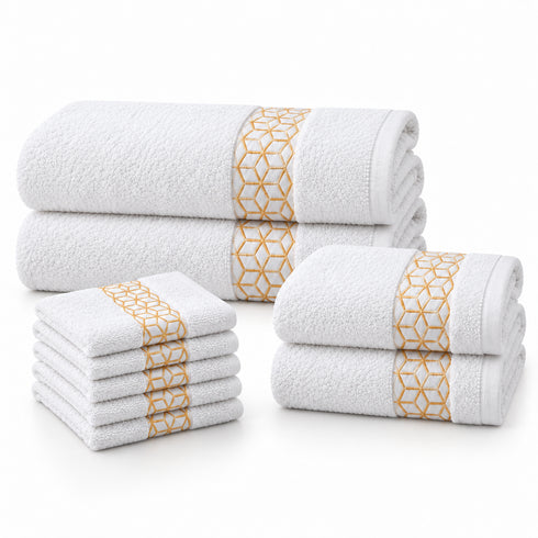 Set 8 Asciugamani Premium Elite 100% Cotone - 2 Teli Bagno, 2 Asciugamani Viso e 4 Lavette - per Casa, SPA e Ospiti