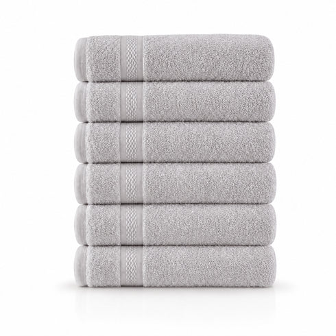 Set 6 Asciugamani Premium 40x70 cm 100% Cotone - con Doppia Bordura - per Bagno, Palestra e Viaggio