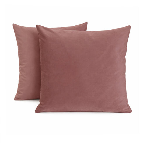 Set 2 Federe Cuscini Divano - 40x40 - Velluto - Rosa - Copricuscini Decorativi per Divano Soggiorno Camera da Letto - Cerniera Zip - Modello Monroe
