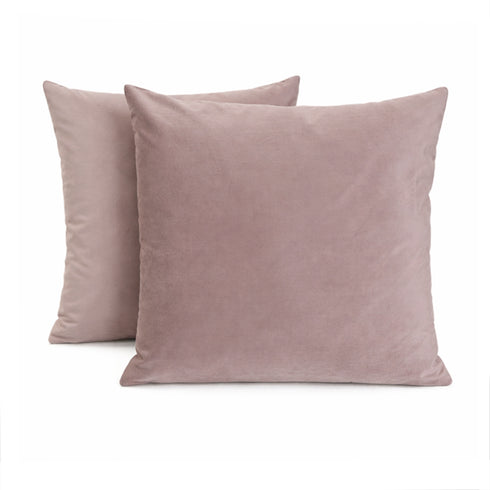 Set 2 Federe Cuscini Divano - 40x40 - Velluto - Rosa - Copricuscini Decorativi per Divano Soggiorno Camera da Letto - Cerniera Zip - Modello Monroe