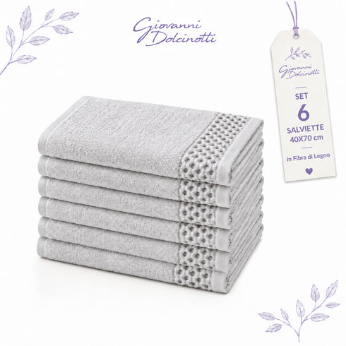 Set 6 Asciugamani 40x70 cm - 60% Bamboo e 40% Cotone - per Bagno, Palestra e Viaggio