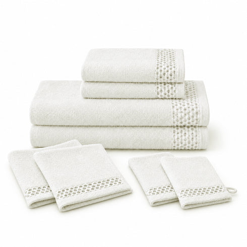 Set 8 Asciugamani 60% Bamboo e 40% Cotone - 2 Teli Bagno, 2 Asciugamani Viso, 2 Lavette e 2 Guanti - per Bagno, SPA e Ospiti