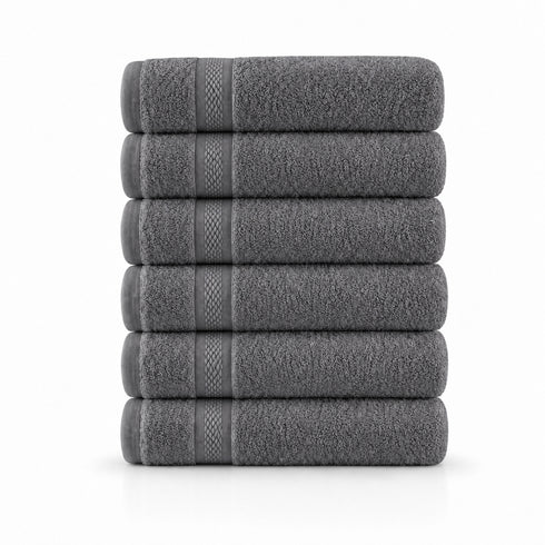 Set 6 Asciugamani Premium 40x70 cm 100% Cotone - con Doppia Bordura - per Bagno, Palestra e Viaggio
