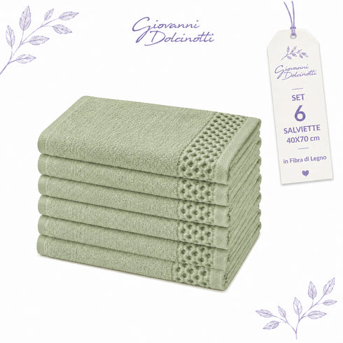 Set 6 Asciugamani 40x70 cm - 60% Bamboo e 40% Cotone - per Bagno, Palestra e Viaggio