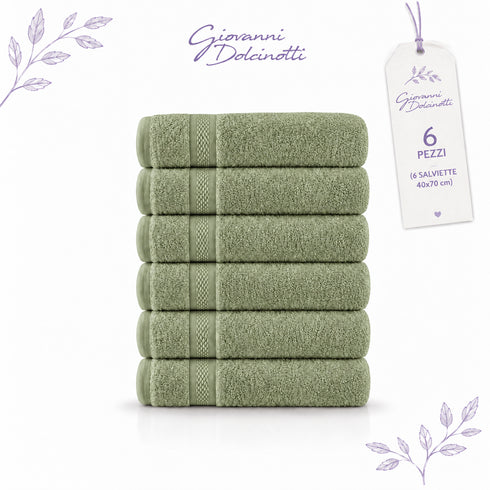 Set 6 Asciugamani Premium 40x70 cm 100% Cotone - con Doppia Bordura - per Bagno, Palestra e Viaggio