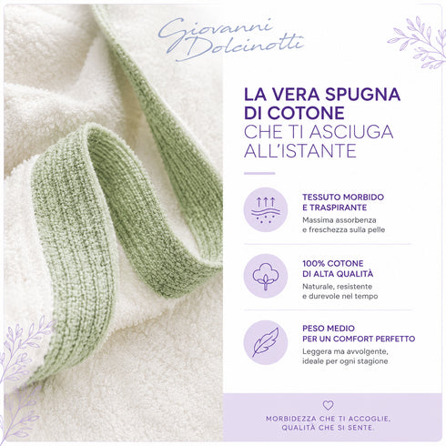 Accappatoio Uomo e Donna Elegante 100% Cotone in Spugna con Finiture a Contrasto - per Casa, SPA e Hotel