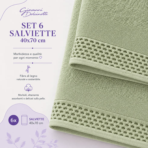 Set 6 Asciugamani 40x70 cm - 60% Bamboo e 40% Cotone - per Bagno, Palestra e Viaggio