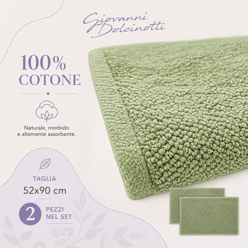 Set 2 Tappeti Bagno Superior 52x90 cm 100% Cotone 1500 GSM - per Bagno, SPA e Hotel