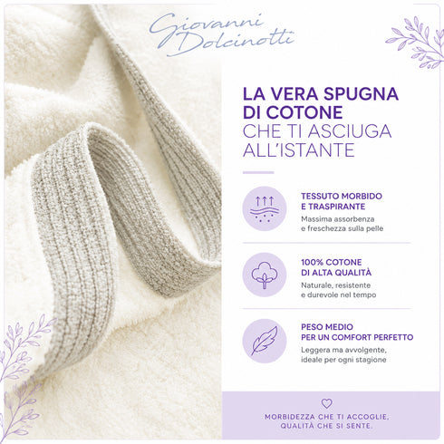 Accappatoio Uomo e Donna Elegante 100% Cotone in Spugna con Finiture a Contrasto - per Casa, SPA e Hotel