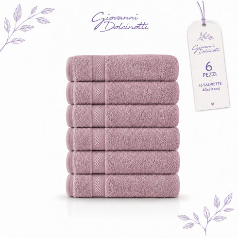 Set 6 Asciugamani Premium 40x70 cm 100% Cotone - con Doppia Bordura - per Bagno, Palestra e Viaggio
