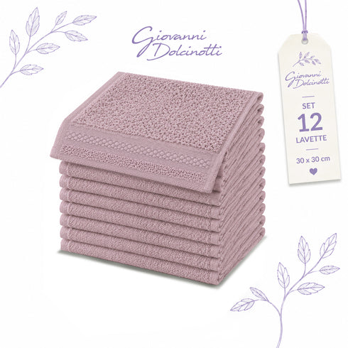 Set 12 Asciugamani Lavette Premium 30x30 cm 100% Cotone - per Viso, Mani, Ospiti e SPA