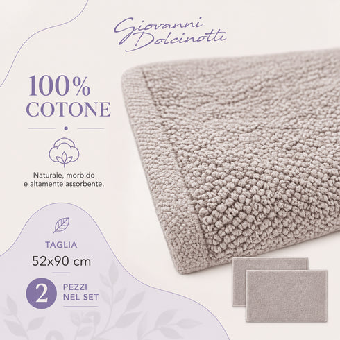 Set 2 Tappeti Bagno Superior 52x90 cm 100% Cotone 1500 GSM - per Bagno, SPA e Hotel