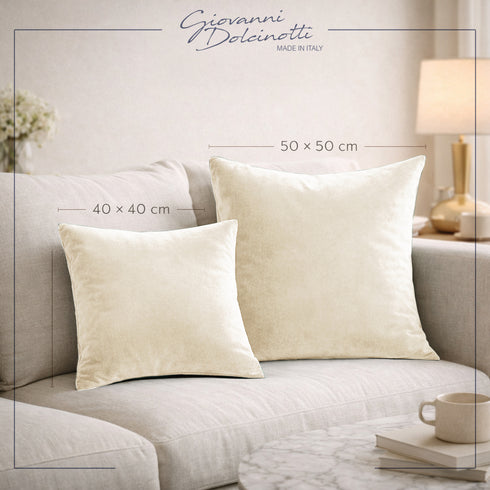 Set 2 Federe in Velluto per Divano, Soggiorno e Camera da Letto con Cerniera Zip - Modello Monroe