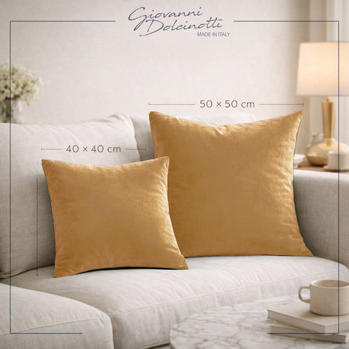 Set 2 Federe in Velluto per Divano, Soggiorno e Camera da Letto con Cerniera Zip - Modello Monroe