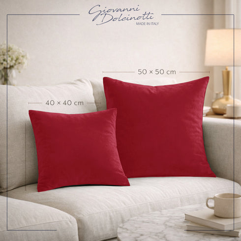Set 2 Federe in Velluto per Divano, Soggiorno e Camera da Letto con Cerniera Zip - Modello Monroe
