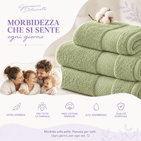 Set 8 Asciugamani Premium 100% Cotone - 2 Teli Bagno, 2 Asciugamani Viso e 4 Lavette - per Casa, Ospiti e B&B