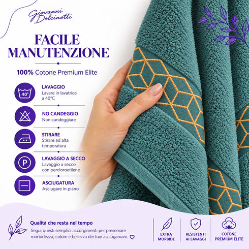 Set 8 Asciugamani Premium Elite 100% Cotone - 2 Teli Bagno, 2 Asciugamani Viso e 4 Lavette - per Casa, SPA e Ospiti