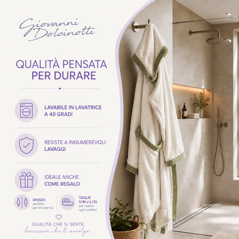 Accappatoio Uomo e Donna Elegante 100% Cotone in Spugna con Finiture a Contrasto - per Casa, SPA e Hotel