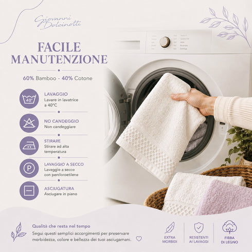 Set 6 Asciugamani 40x70 cm - 60% Bamboo e 40% Cotone - per Bagno, Palestra e Viaggio
