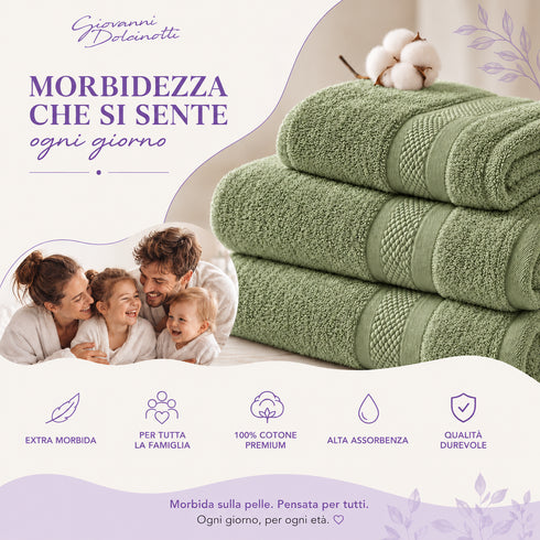 Set 6 Asciugamani Premium 40x70 cm 100% Cotone - con Doppia Bordura - per Bagno, Palestra e Viaggio