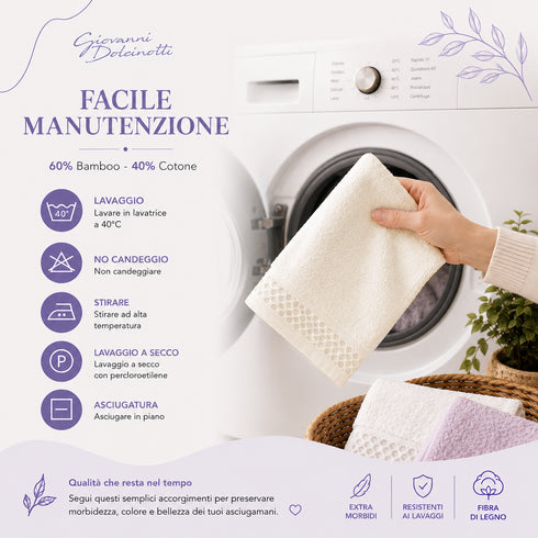 Set 12 Asciugamani Lavette 30x30 cm - 60% Bamboo e 40% Cotone - con Bordura Decorativa - per Viso, Skincare e Viaggio