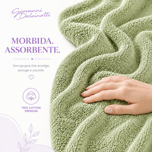 Set 6 Asciugamani Premium 40x70 cm 100% Cotone - con Doppia Bordura - per Bagno, Palestra e Viaggio