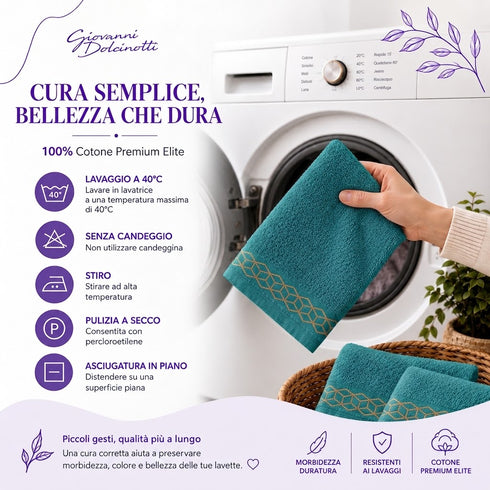 Set 12 Asciugamani Lavette Premium Elite 30x30 cm 100% Cotone - con Bordura Jacquard - per Viso, Mani, Ospiti e SPA