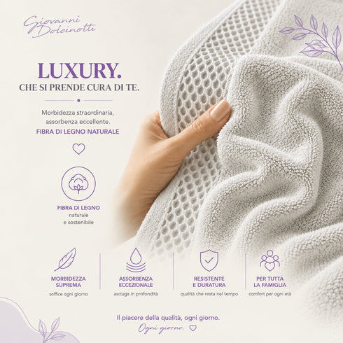 Set 10 Guanti Bagno 14x20 cm - 60% Bamboo e 40% Cotone - con Bordura Decorativa - per Detersione Viso, Corpo e Skincare