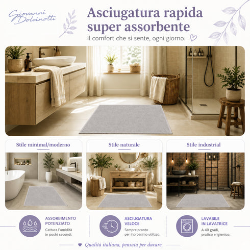 Set 2 Tappeti Bagno Superior 52x90 cm 100% Cotone 1500 GSM - per Bagno, SPA e Hotel