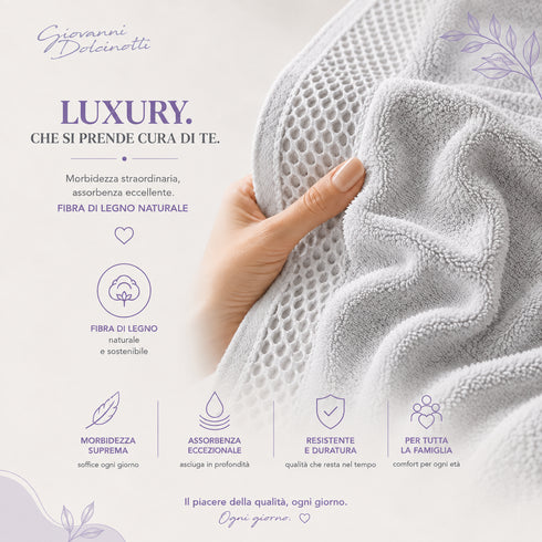 Set 12 Asciugamani Lavette 30x30 cm - 60% Bamboo e 40% Cotone - con Bordura Decorativa - per Viso, Skincare e Viaggio