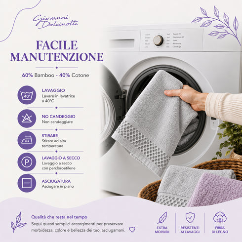 Set 8 Asciugamani 60% Bamboo e 40% Cotone - 2 Teli Bagno, 2 Asciugamani Viso, 2 Lavette e 2 Guanti - per Bagno, SPA e Ospiti