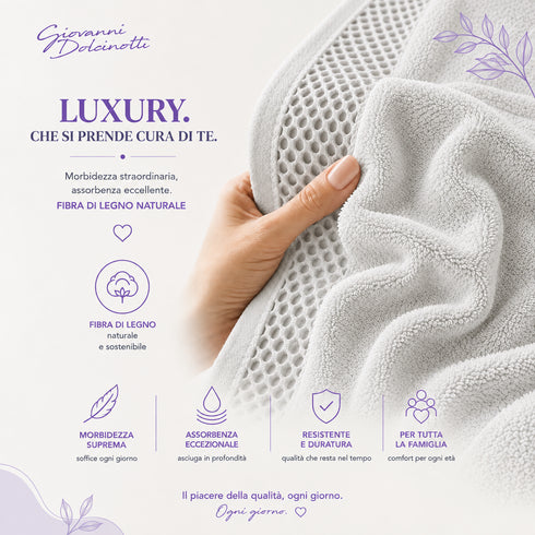 Set 6 Asciugamani 40x70 cm - 60% Bamboo e 40% Cotone - per Bagno, Palestra e Viaggio
