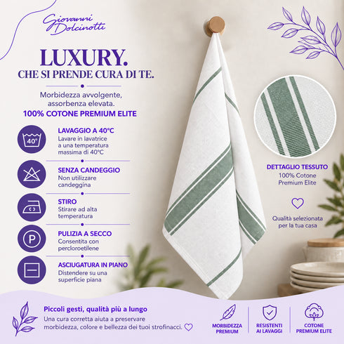 Set 12 Strofinacci Cucina 50x70 cm 100% Cotone - Assorbenti, Morbidi e Resistenti - per Piatti e Stoviglie, Casa e Ristorazione