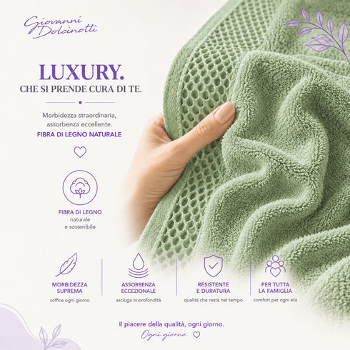 Set 10 Guanti Bagno 14x20 cm - 60% Bamboo e 40% Cotone - con Bordura Decorativa - per Detersione Viso, Corpo e Skincare