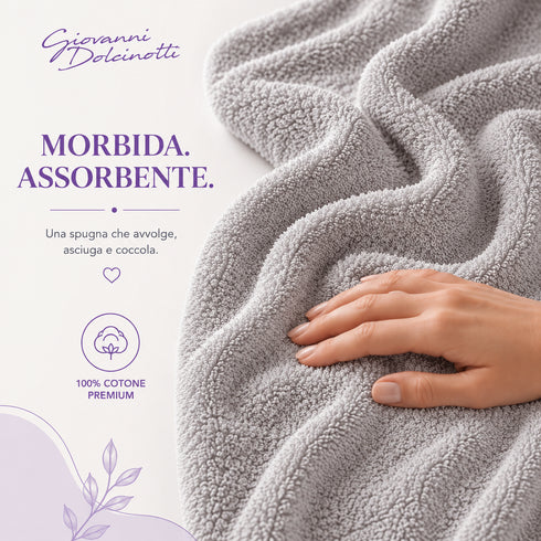 Set 6 Asciugamani Premium 40x70 cm 100% Cotone - con Doppia Bordura - per Bagno, Palestra e Viaggio