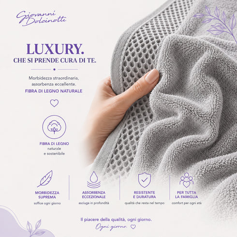Set 6 Asciugamani 40x70 cm - 60% Bamboo e 40% Cotone - per Bagno, Palestra e Viaggio