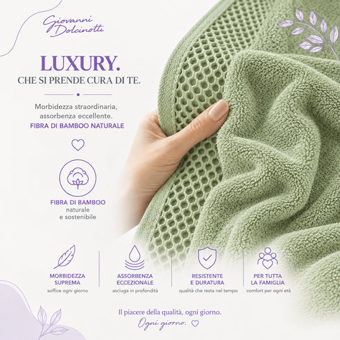 Set 12 Asciugamani Lavette 30x30 cm - 60% Bamboo e 40% Cotone - con Bordura Decorativa - per Viso, Skincare e Viaggio