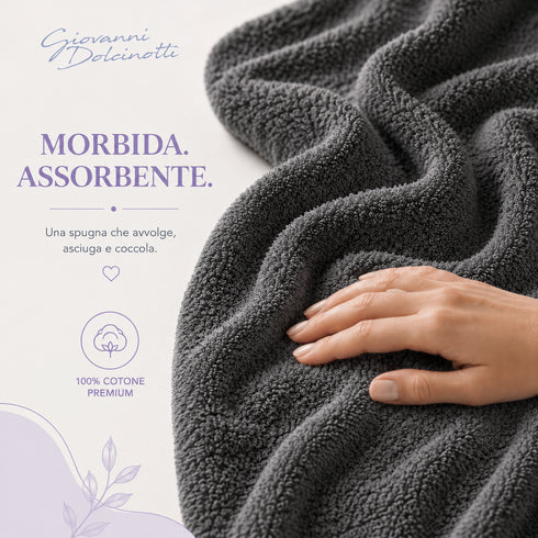 Set 8 Asciugamani Premium 100% Cotone - 2 Teli Bagno, 2 Asciugamani Viso e 4 Lavette - per Casa, Ospiti e B&B