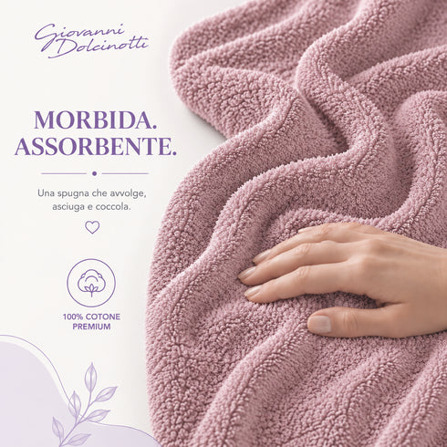 Set 6 Asciugamani Premium 40x70 cm 100% Cotone - con Doppia Bordura - per Bagno, Palestra e Viaggio