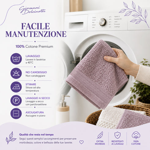 Set 12 Asciugamani Lavette Premium 30x30 cm 100% Cotone - per Viso, Mani, Ospiti e SPA