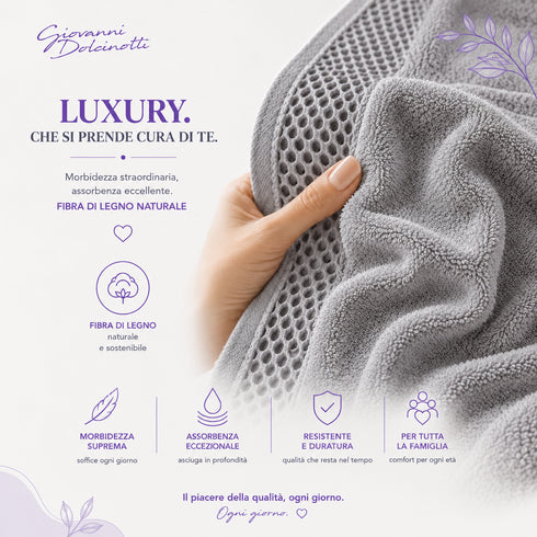 Set 12 Asciugamani Lavette 30x30 cm - 60% Bamboo e 40% Cotone - con Bordura Decorativa - per Viso, Skincare e Viaggio