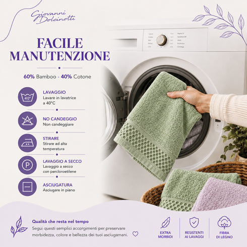 Set 8 Asciugamani 60% Bamboo e 40% Cotone - 2 Teli Bagno, 2 Asciugamani Viso, 2 Lavette e 2 Guanti - per Bagno, SPA e Ospiti