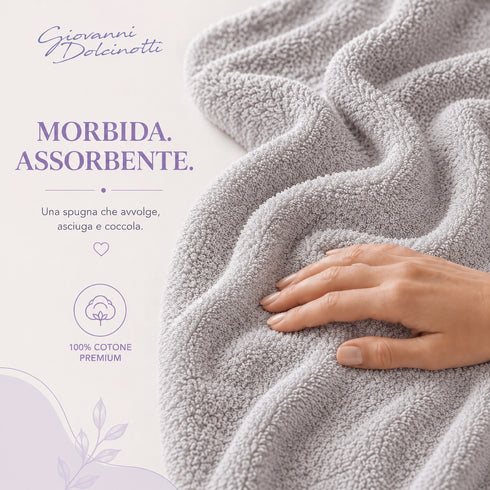 Set 8 Asciugamani Premium 100% Cotone - 2 Teli Bagno, 2 Asciugamani Viso e 4 Lavette - per Casa, Ospiti e B&B