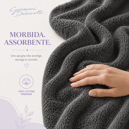 Set 6 Asciugamani Premium 40x70 cm 100% Cotone - con Doppia Bordura - per Bagno, Palestra e Viaggio