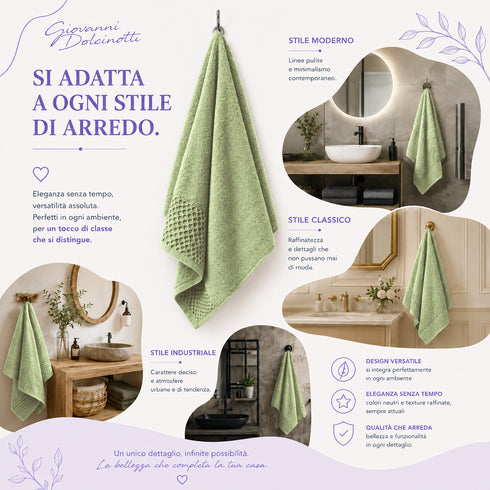 Set 2 Teli Bagno Jumbo 90x180 cm - 60% Bamboo e 40% Cotone - con Bordura Decorativa - per Bagno, SPA e Piscina
