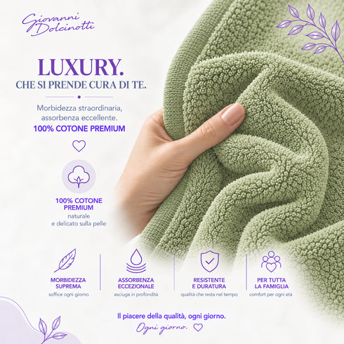 Set 8 Asciugamani Premium 100% Cotone - 2 Teli Bagno, 2 Asciugamani Viso e 4 Lavette - per Casa, Ospiti e B&B