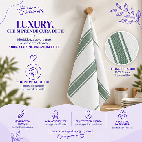 Set 12 Strofinacci Cucina 50x70 cm 100% Cotone - Assorbenti, Morbidi e Resistenti - per Piatti e Stoviglie, Casa e Ristorazione