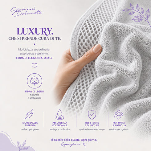 Set 8 Asciugamani 60% Bamboo e 40% Cotone - 2 Teli Bagno, 2 Asciugamani Viso, 2 Lavette e 2 Guanti - per Bagno, SPA e Ospiti